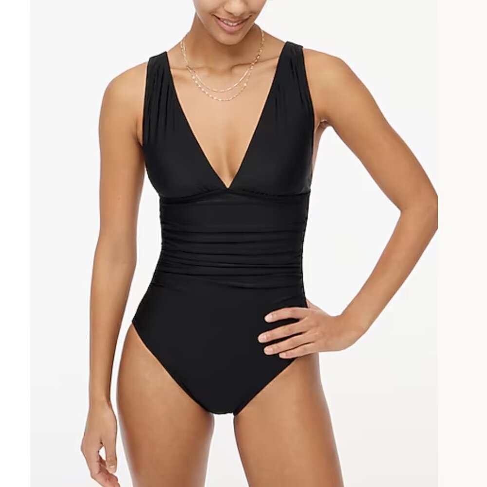 💖Host Pick🎉 🖤J Crew V-neck ruched one-piece swimsuit NWT